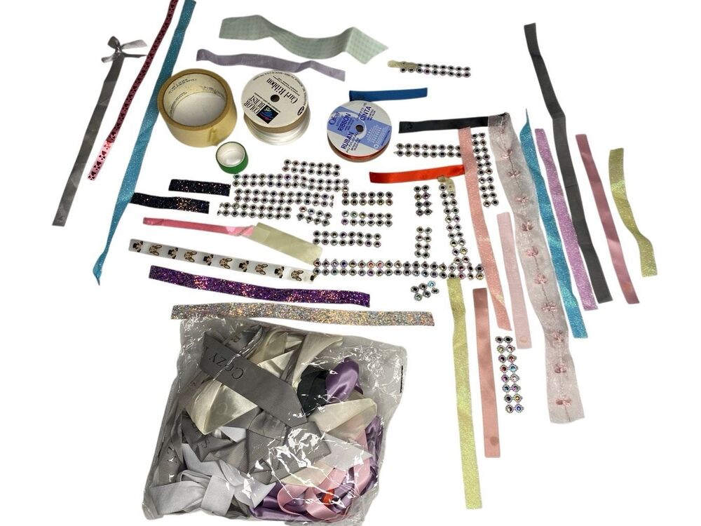 Lot Assorted Craft Ribbon Trim Rhinestone Embellishments Scrapbooking Supplies